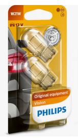 PHILIPS Vision W21W izzó 12V 21W (W3x16d) – 2 db-os bliszter, 12065B2